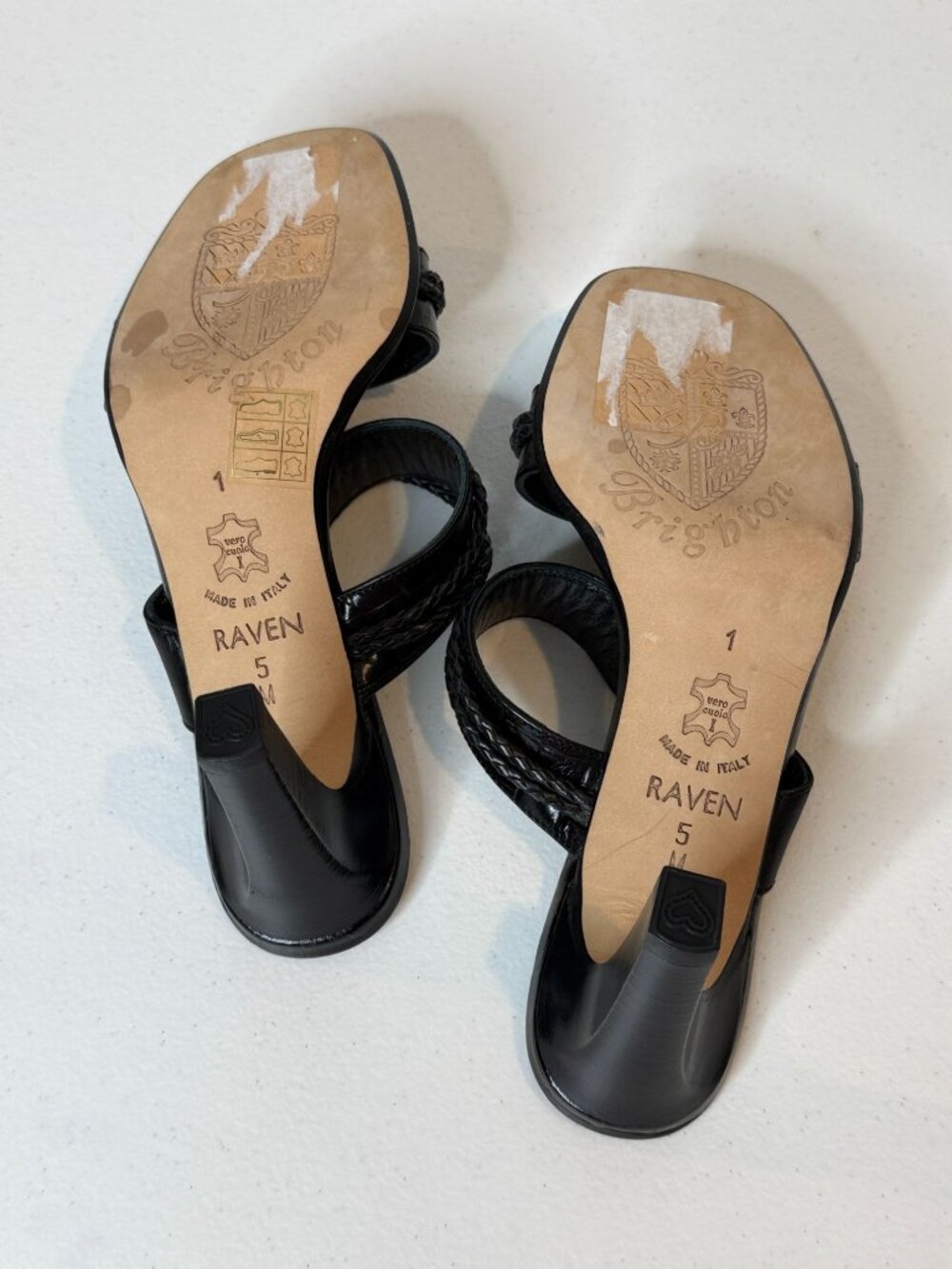 Brighton Raven Black Leather Horsebit Mule Heels Size 5 - Picture 5 of 8